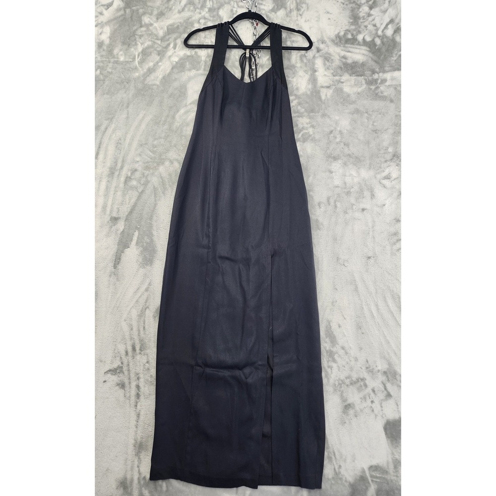 Vintage Niki Originals Dress Women S Black Formal Strappy Rhinestone Sheath Gown